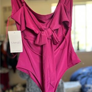Pink small women’s bodysuit. New! Plus skin colored, invisible bra,NEW